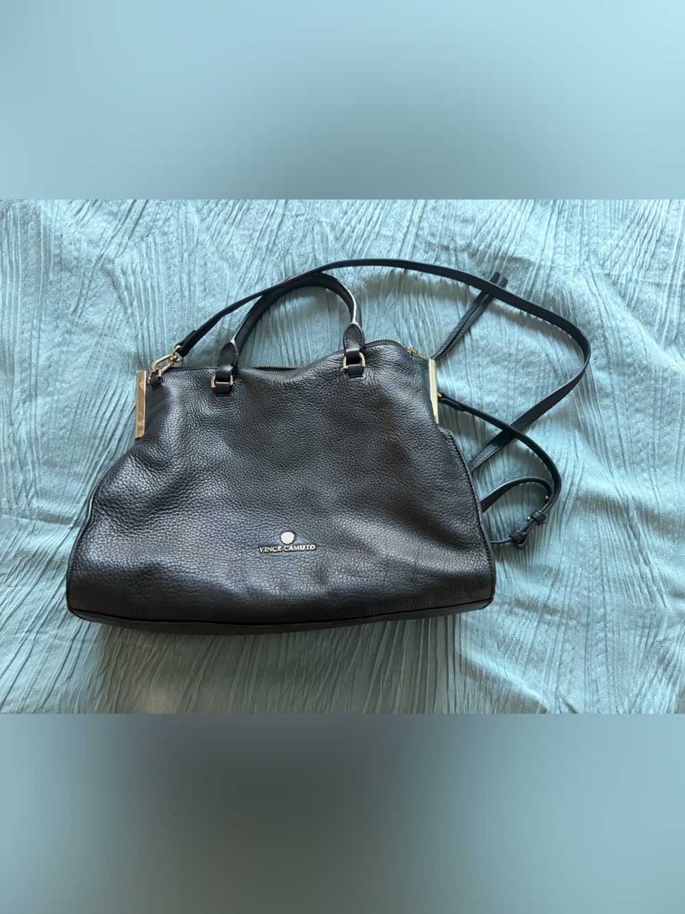 Vince Camuto Black Pebbled Leather Tote